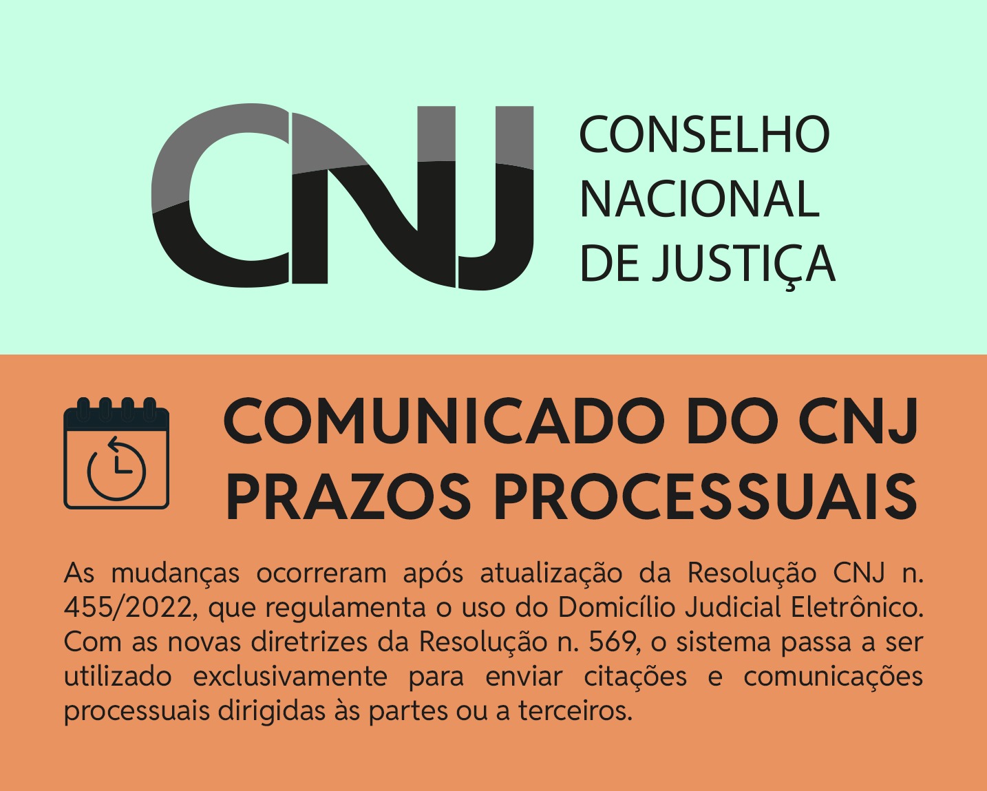 Banner CNJ - Comunicado prazos processuais