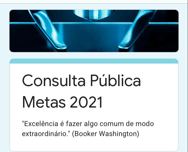 Imagem do documento online da consulta pública de metas para 2021.
