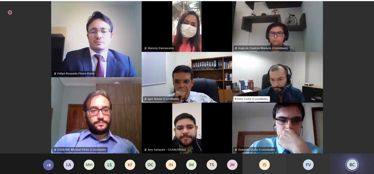 Foto de uma reunião virtual mostrando as pessoas que estão participando