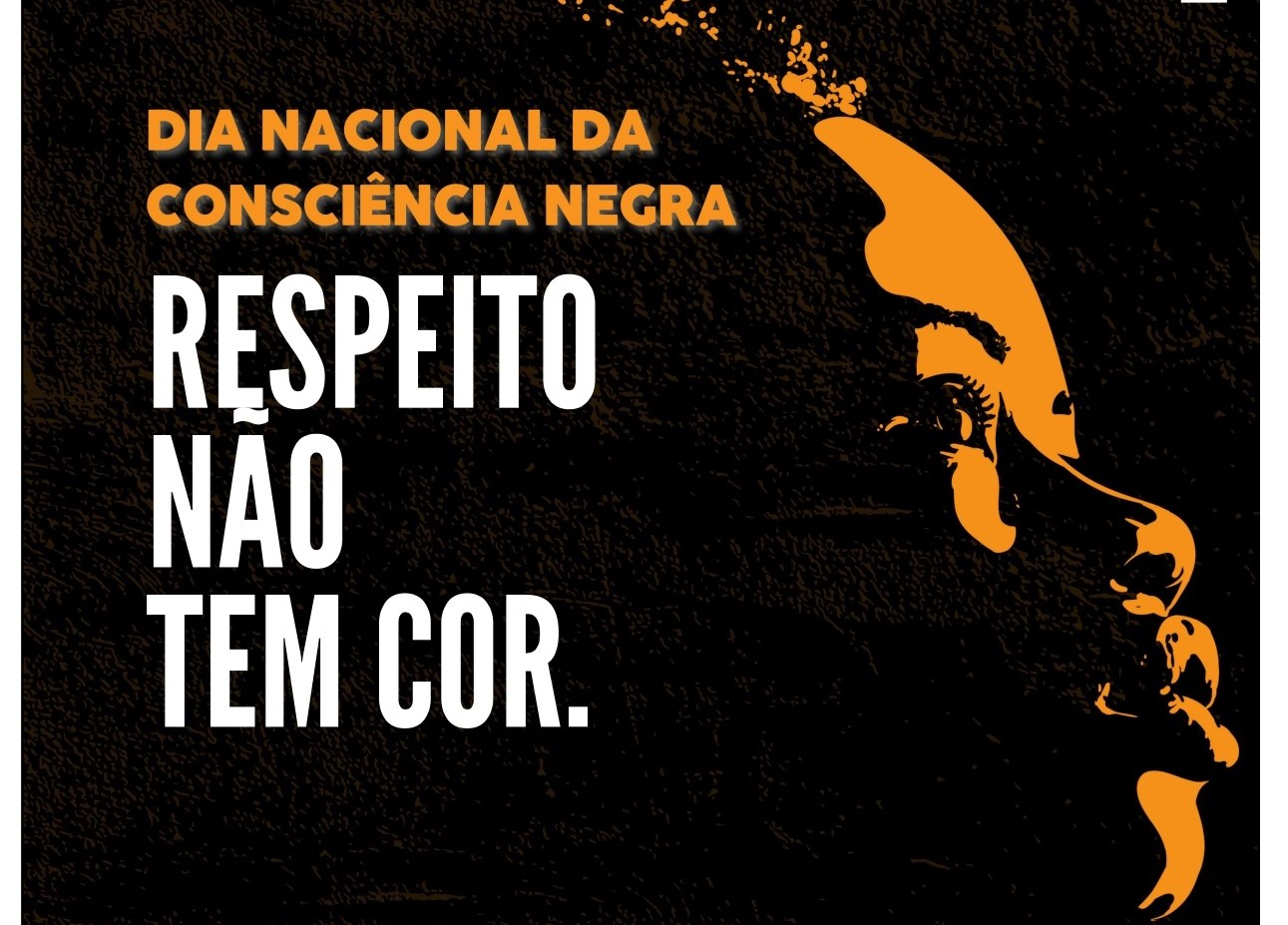 card de cor escura com a escrita em amarelo e branco "Dia Nacional da Consciência Negra - respeito não tem cor"