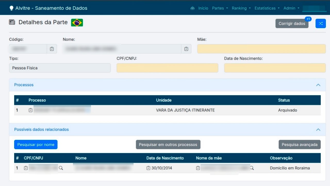 A imagem colorida mostra a captura de uma tela de computador exibindo uma interface do sistema Alvitre. 