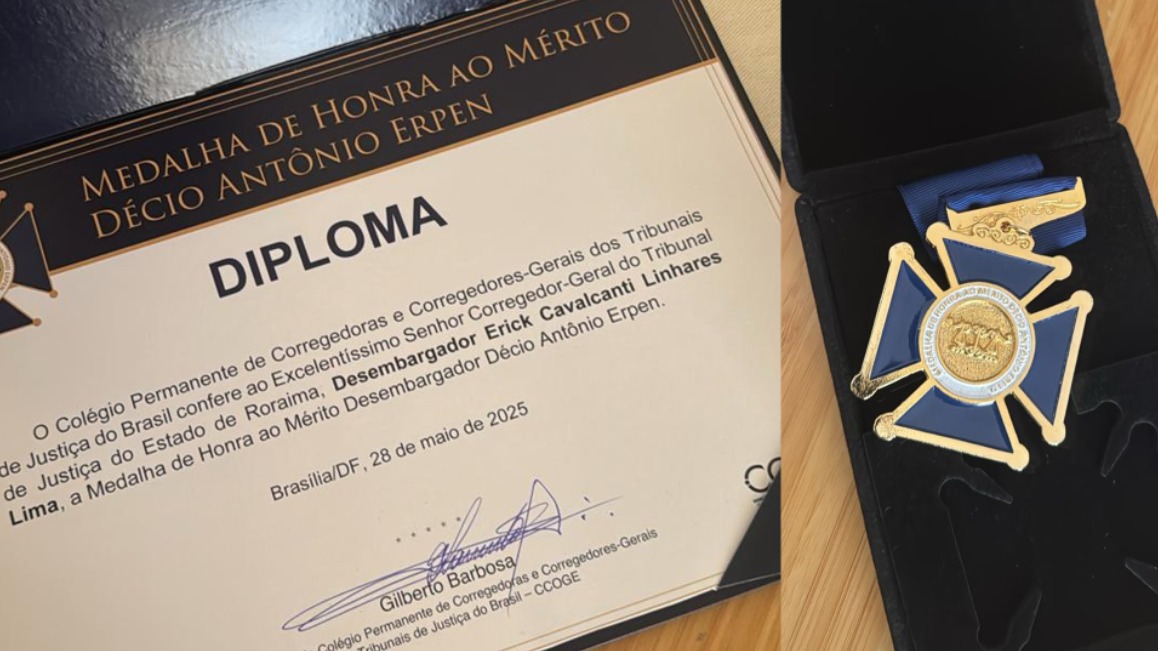 Corregedor do TJRR é agraciado com a Medalha de Honra ao Mérito Desembargador Décio Erpen