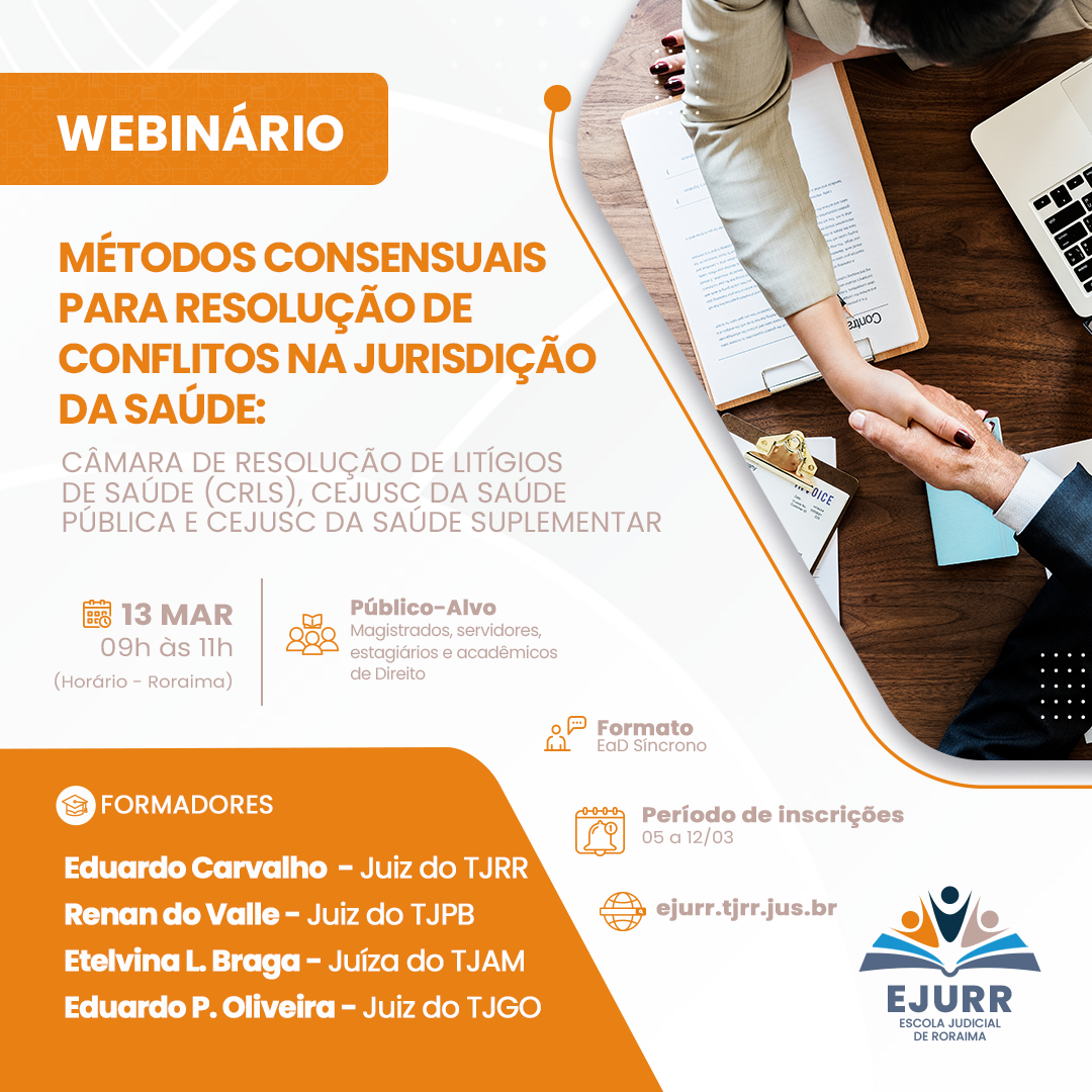 Imagem colorida de Divulgação mostra o nome e as informações do Webinário.