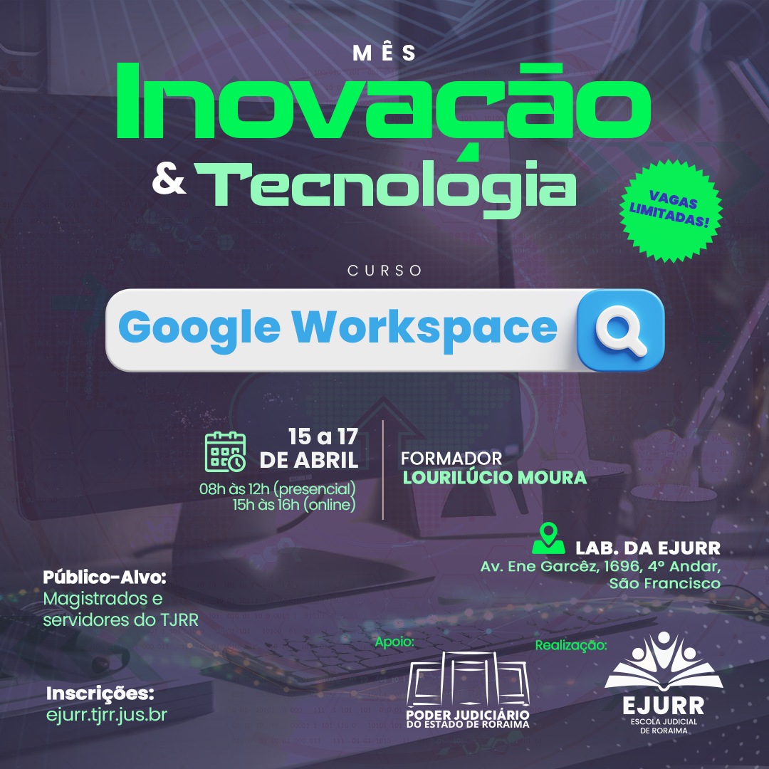 Imagem colorida mostra banner de divulgação do curso "Google Workspace".