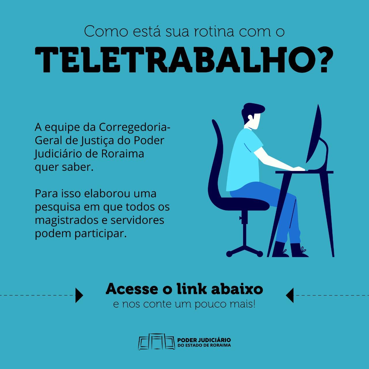 Uma pessoa sentada em frente ao seu computador realizando teletrabalho