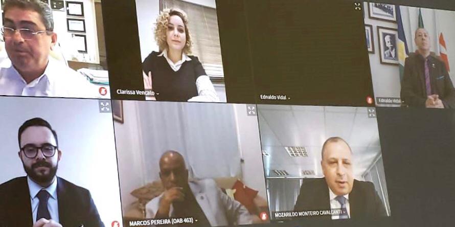 Imagem da videoconferência entre TJRR e OAB - RR.