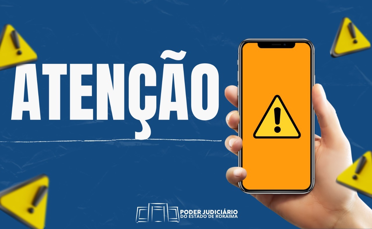 Imagem colorida mostra destaque para "atenção" ao centro e um celular ao lado com ícone de perigo.