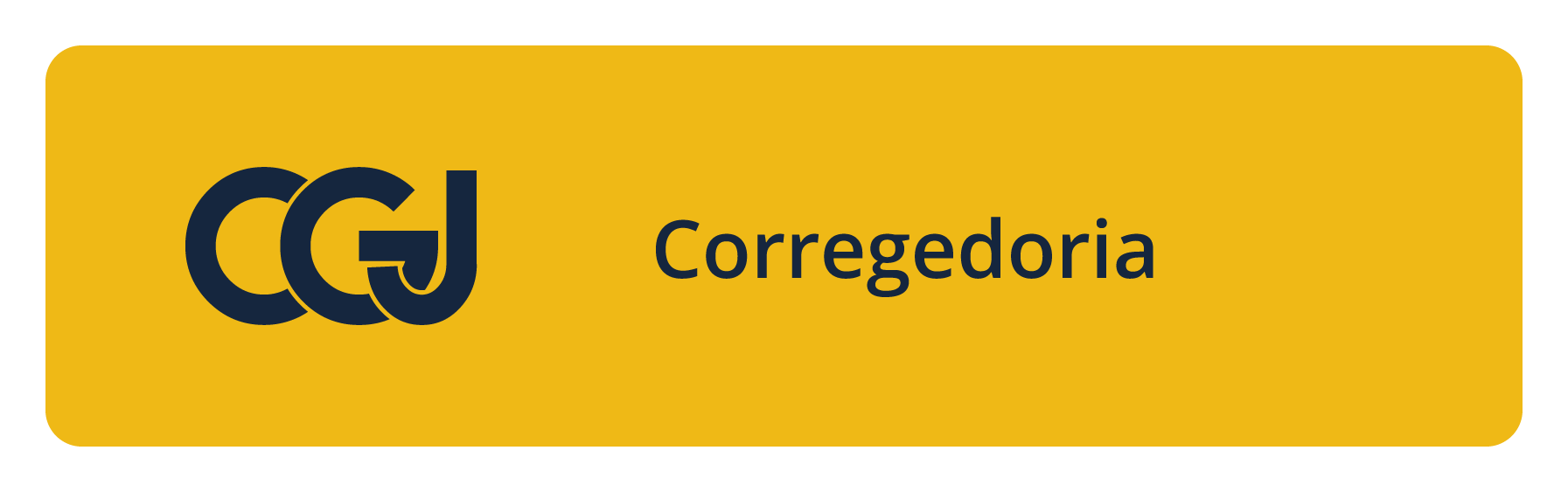 Botão com fundo amarelo, ícone lupa justiça e o texto Corregedoria