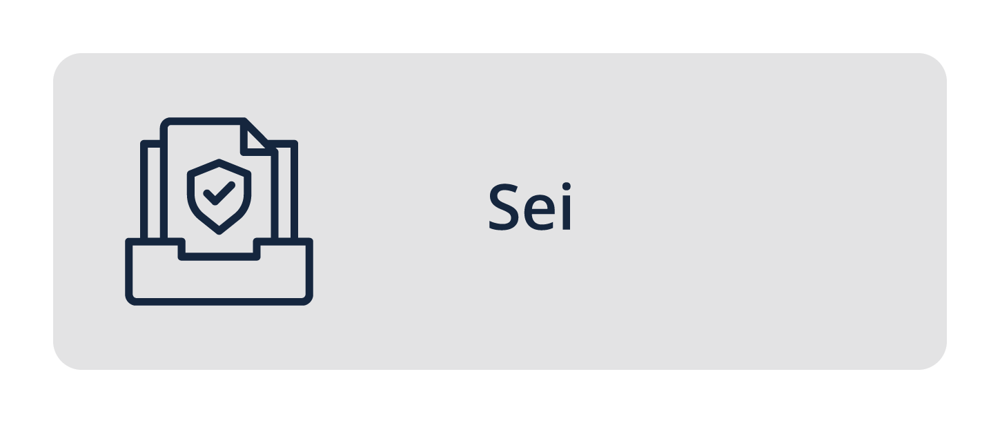 Fundo azul escuro com ícone de pasta e o texto na cor branca SEI